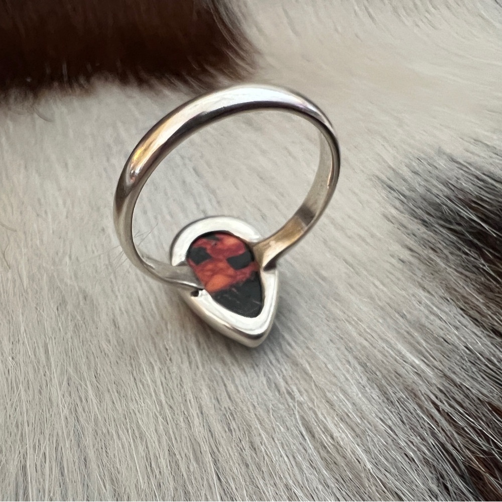 ❤️ Fire Dahlia Kingman Turquoise Teardrop Ring 925 Navajo Southwestern Size 7.75 - Picture 7 of 14